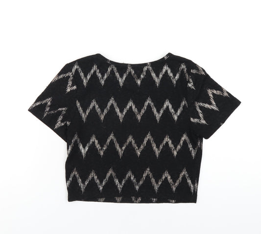 Womens UK Size 10 Topshop Black Cropped T-Shirt