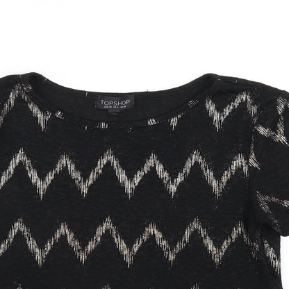 Womens UK Size 10 Topshop Black Cropped T-Shirt