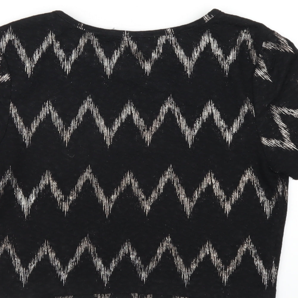 Womens UK Size 10 Topshop Black Cropped T-Shirt