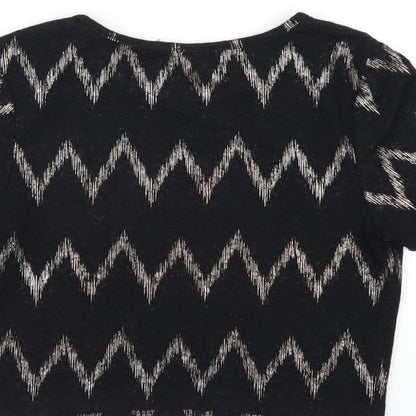 Womens UK Size 10 Topshop Black Cropped T-Shirt