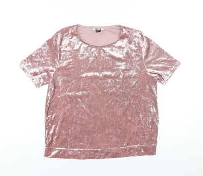 Womens UK Size 12 New Look Pink Basic T-Shirt