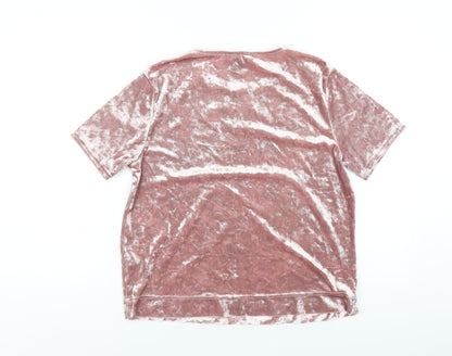 Womens UK Size 12 New Look Pink Basic T-Shirt