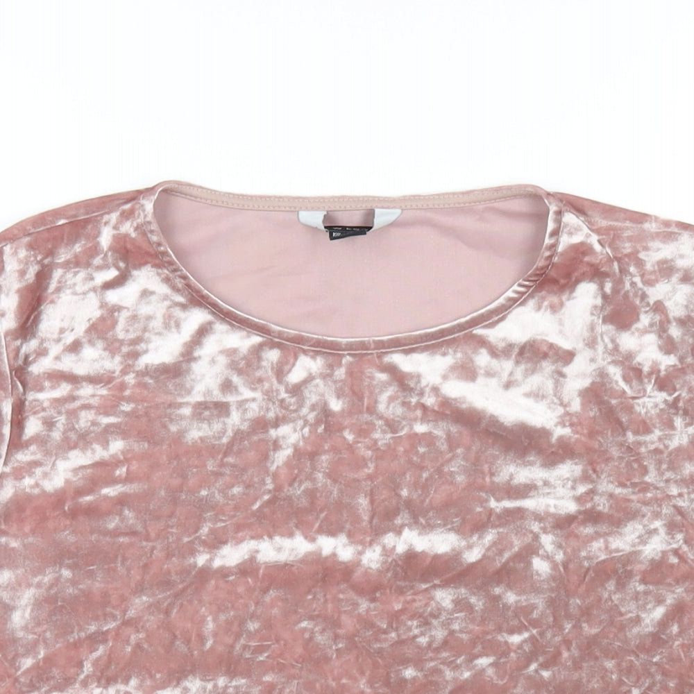 Womens UK Size 12 New Look Pink Basic T-Shirt