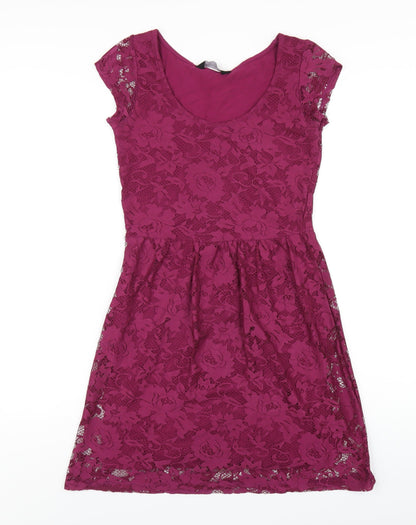 Dorothy Perkins Womens Purple Polyester A-Line Size 6 Round Neck Pullover