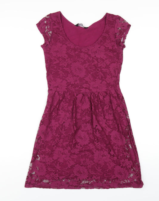 Dorothy Perkins Womens Purple Polyester A-Line Size 6 Round Neck Pullover