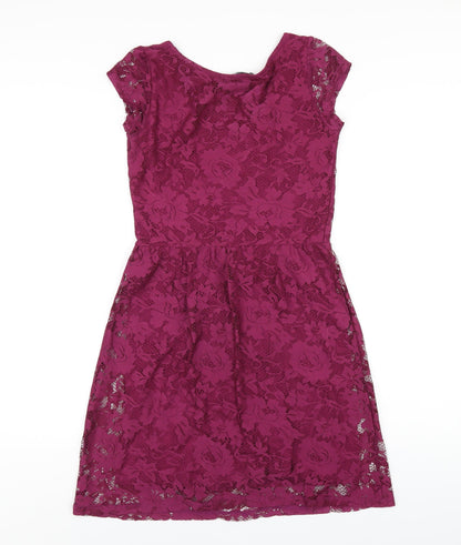 Dorothy Perkins Womens Purple Polyester A-Line Size 6 Round Neck Pullover
