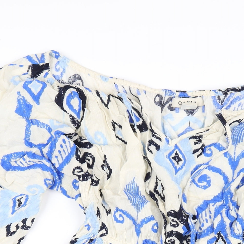 Oasis Womens Multicoloured Geometric Viscose A-Line Size 6 V-Neck Pullover