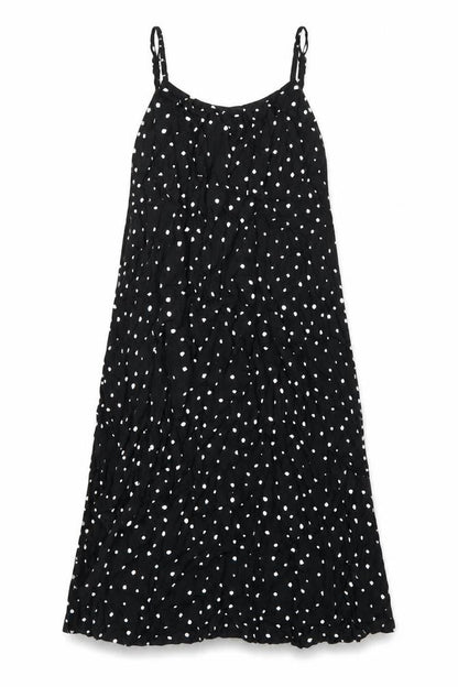 Marks and Spencer Womens Black Polka Dot Viscose A-Line Size 8 Round Neck Pullover