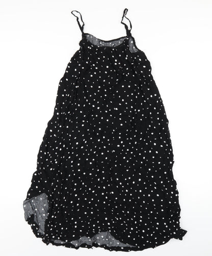 Marks and Spencer Womens Black Polka Dot Viscose A-Line Size 8 Round Neck Pullover
