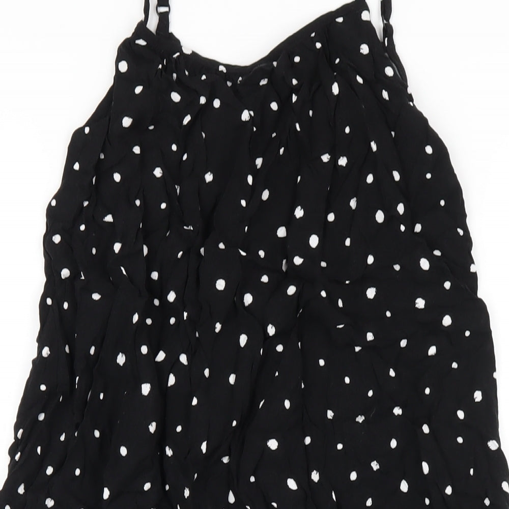Marks and Spencer Womens Black Polka Dot Viscose A-Line Size 8 Round Neck Pullover