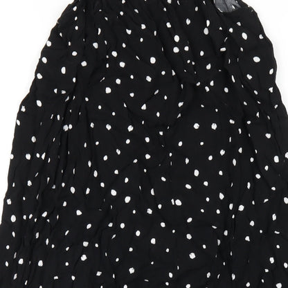 Marks and Spencer Womens Black Polka Dot Viscose A-Line Size 8 Round Neck Pullover