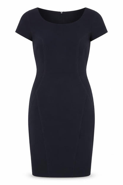 Dunnes Womens Blue Polyester Pencil Dress Size 8 Scoop Neck Zip