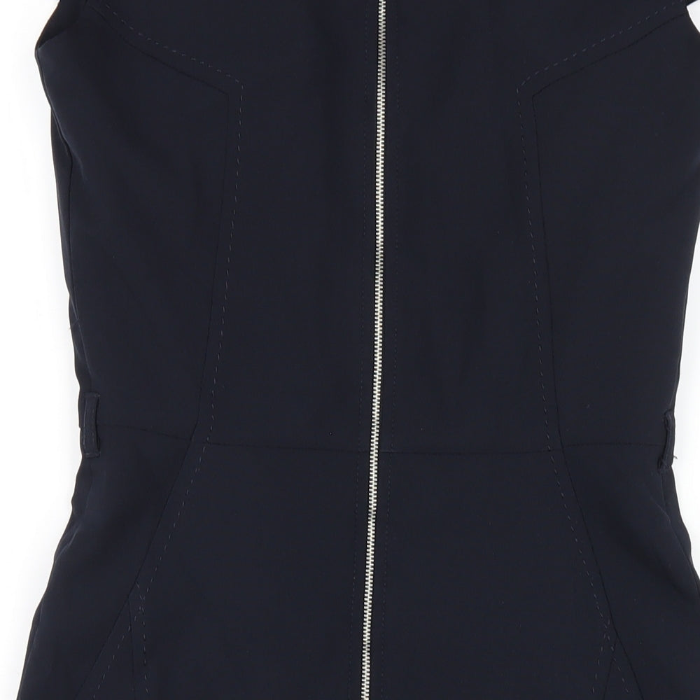 Dunnes Stores Womens Blue Polyester Pencil Dress Size 8 Scoop Neck Zip
