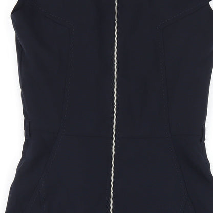 Dunnes Stores Womens Blue Polyester Pencil Dress Size 8 Scoop Neck Zip