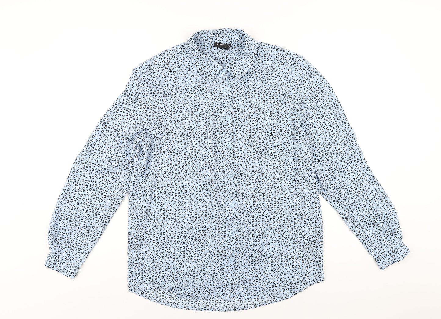Womens UK Size 8 Editor's Cut Blue Basic Button-Up
