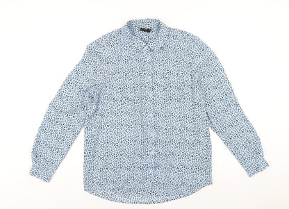 Womens UK Size 8 Editor's Cut Blue Basic Button-Up