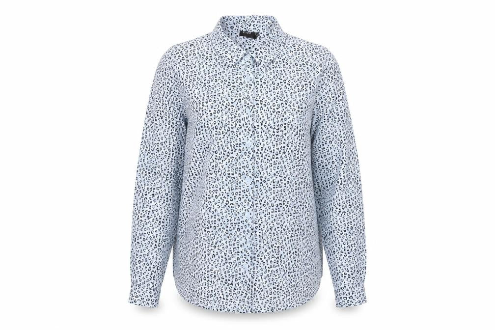 Womens UK Size 8 Editor's Cut Blue Basic Button-Up