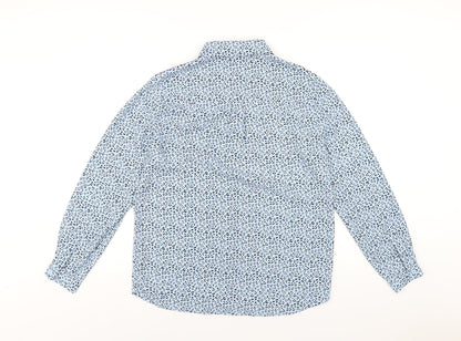 Womens UK Size 8 Editor's Cut Blue Basic Button-Up