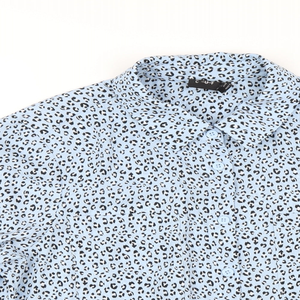 Womens UK Size 8 Editor's Cut Blue Basic Button-Up