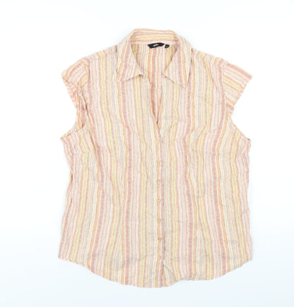 Womens UK Size 18 Per Una Orange Basic Button-Up