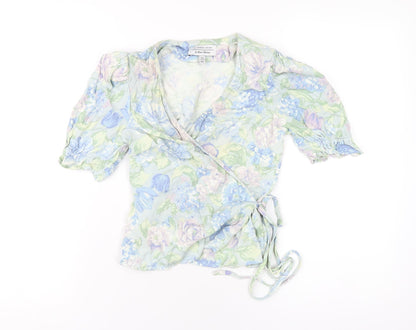 & Other Stories Womens Multicoloured Floral Viscose Wrap T-Shirt Size 4 V-Neck