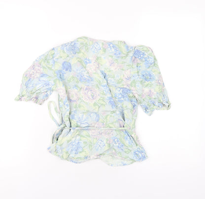 & Other Stories Womens Multicoloured Floral Viscose Wrap T-Shirt Size 4 V-Neck