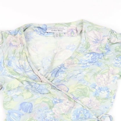 & Other Stories Womens Multicoloured Floral Viscose Wrap T-Shirt Size 4 V-Neck