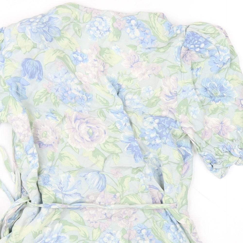 & Other Stories Womens Multicoloured Floral Viscose Wrap T-Shirt Size 4 V-Neck