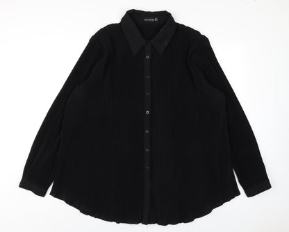 Womens UK Size 16 PRETTYLITTLETHING Black Basic Button-Up