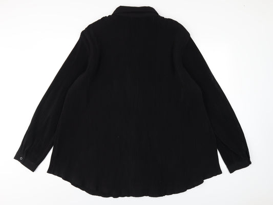 Womens UK Size 16 PRETTYLITTLETHING Black Basic Button-Up