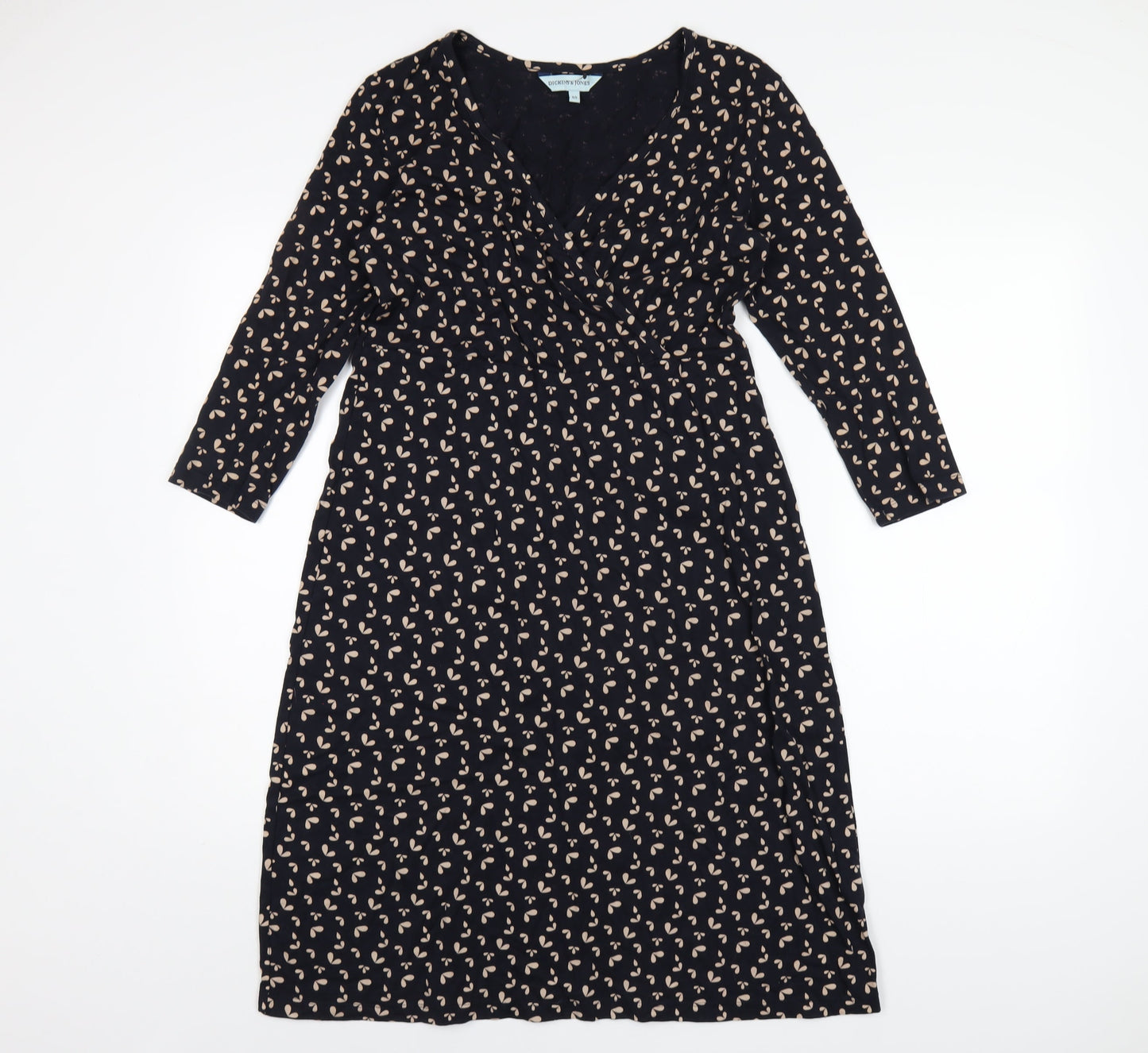 Dickins & Jones Womens Blue Geometric Cotton A-Line Size 10 V-Neck Pullover