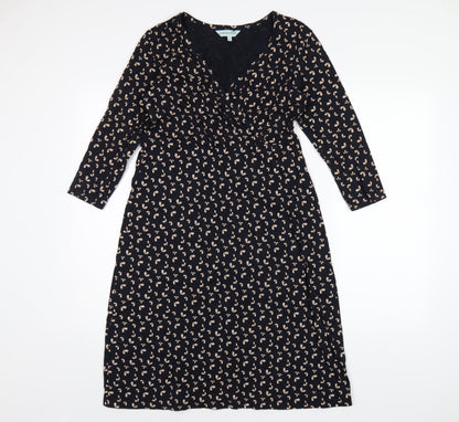 Dickins & Jones Womens Blue Geometric Cotton A-Line Size 10 V-Neck Pullover