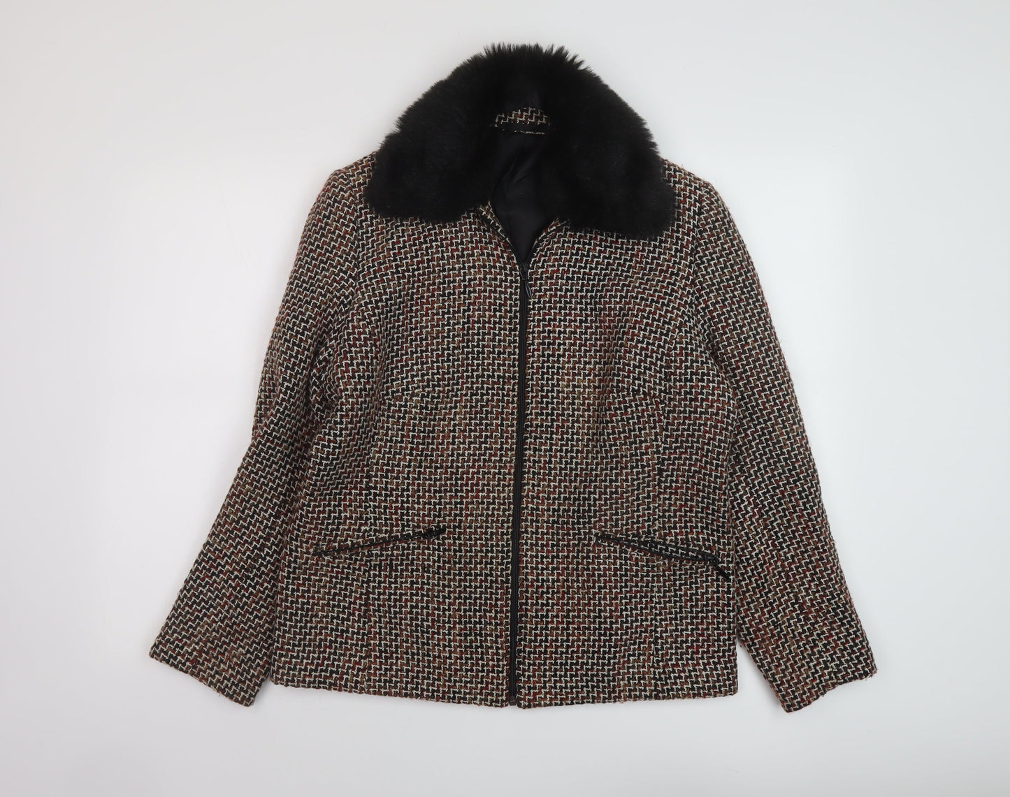 Slimma Womens Multicoloured Geometric Jacket Size 12 Zip