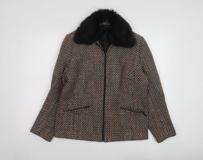 Slimma Womens Multicoloured Geometric Jacket Size 12 Zip