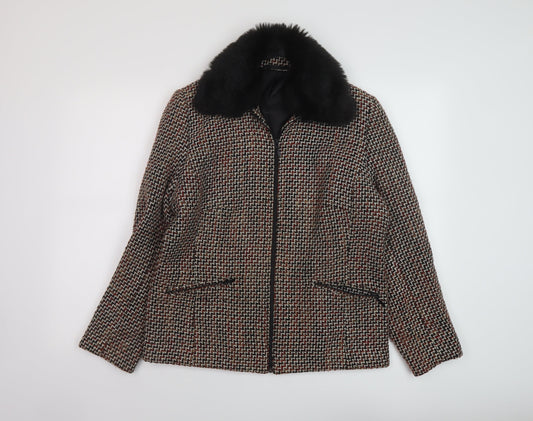 Slimma Womens Multicoloured Geometric Jacket Size 12 Zip