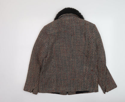 Slimma Womens Multicoloured Geometric Jacket Size 12 Zip