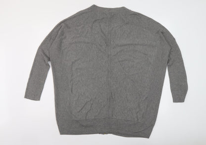 BHS Womens Grey V-Neck Viscose Full Zip Jumper Size 20