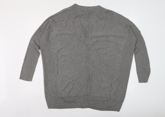 BHS Womens Grey V-Neck Viscose Full Zip Jumper Size 20