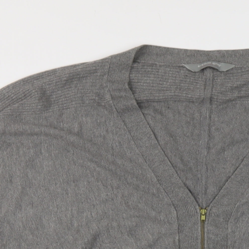 BHS Womens Grey V-Neck Viscose Full Zip Jumper Size 20