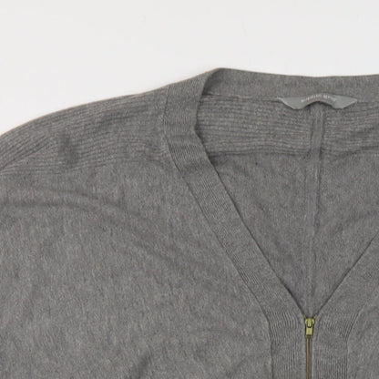 BHS Womens Grey V-Neck Viscose Full Zip Jumper Size 20