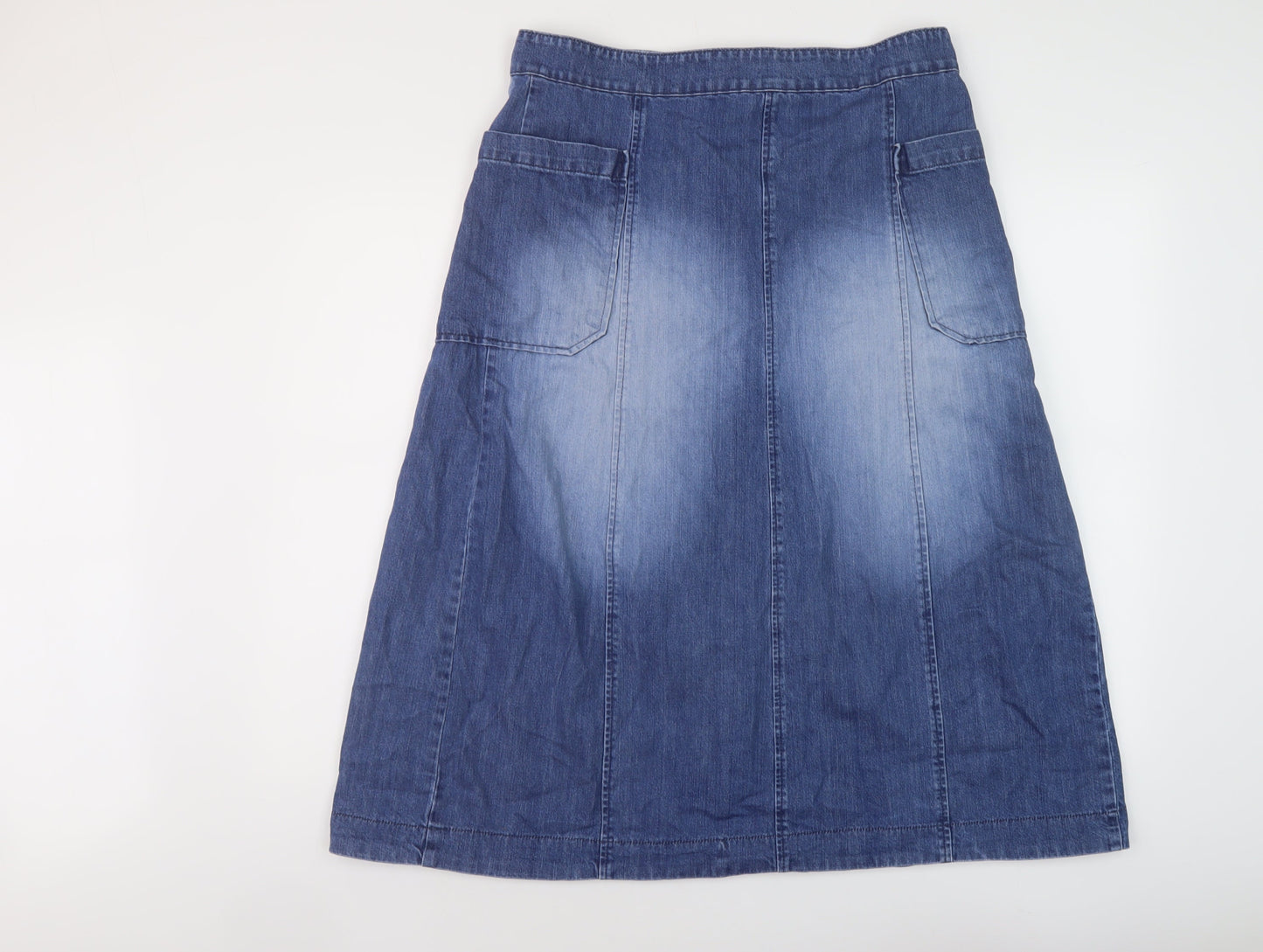 Usskes Womens Blue Cotton A-Line Skirt Size 34 in Button