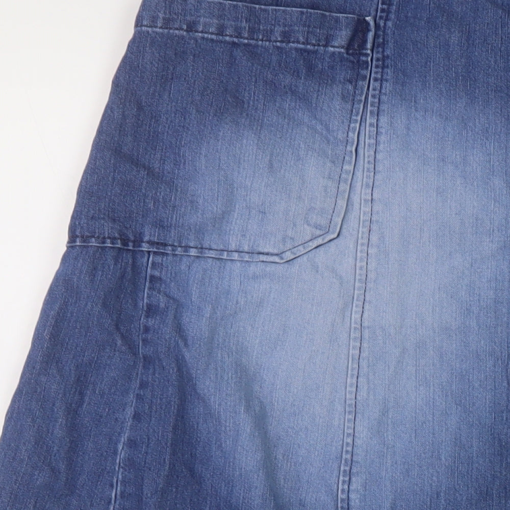 Usskes Womens Blue Cotton A-Line Skirt Size 34 in Button