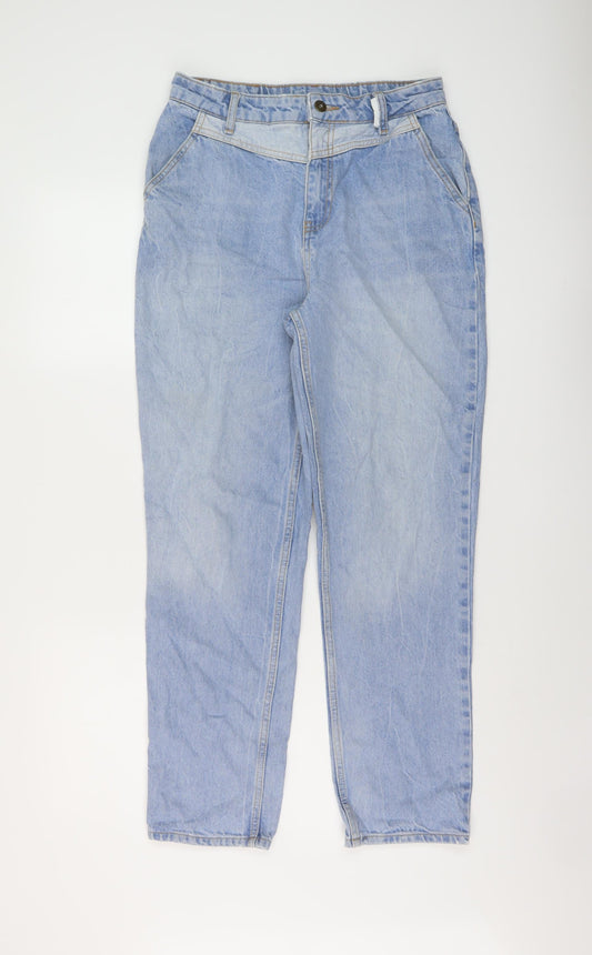 COLLUSION Womens Blue Cotton Mom Jeans Size 28 in L28 in Regular Button