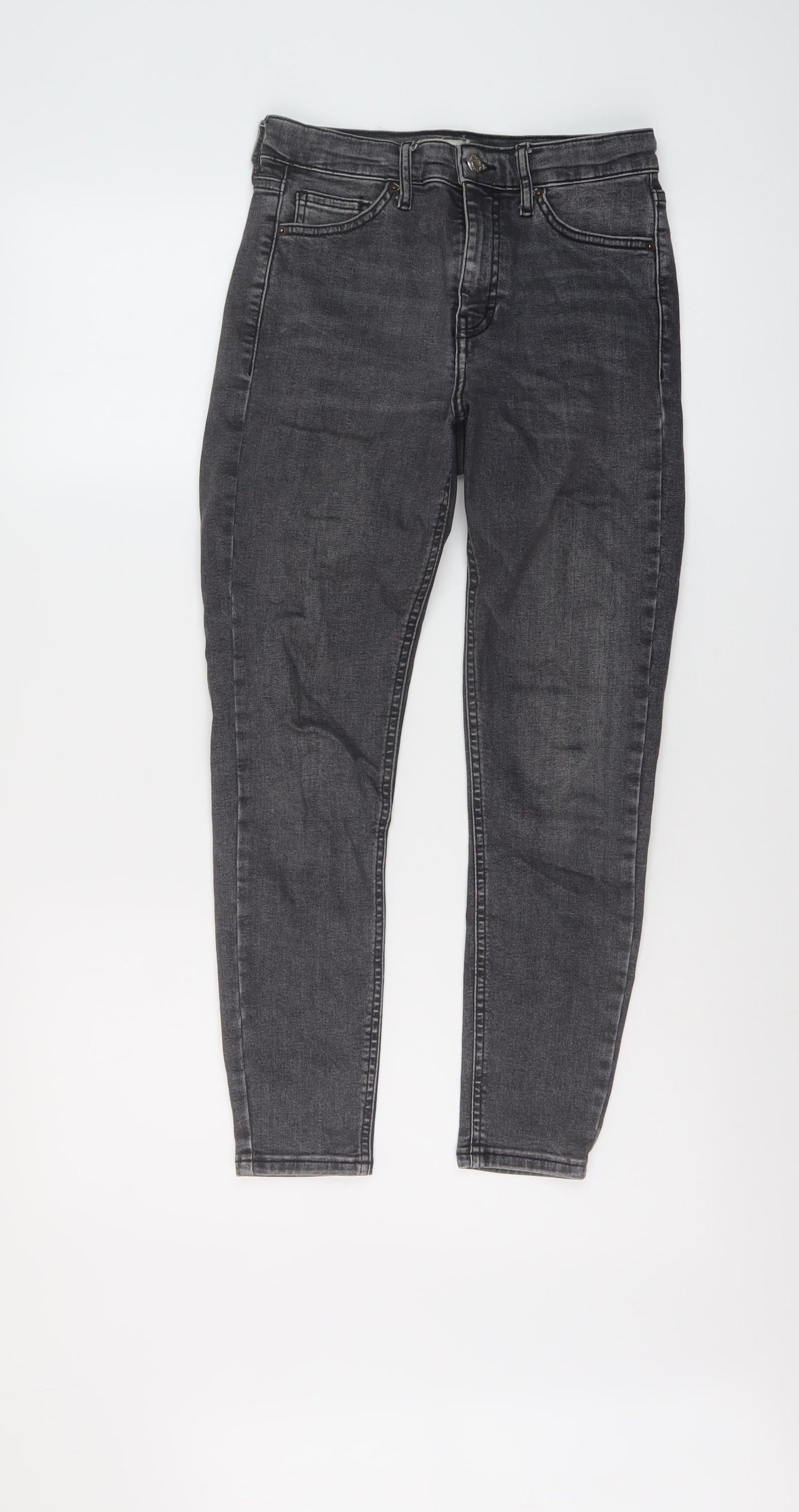 Topshop Womens Grey Cotton Skinny Jeans Size 26 in L24 in Regular Button
