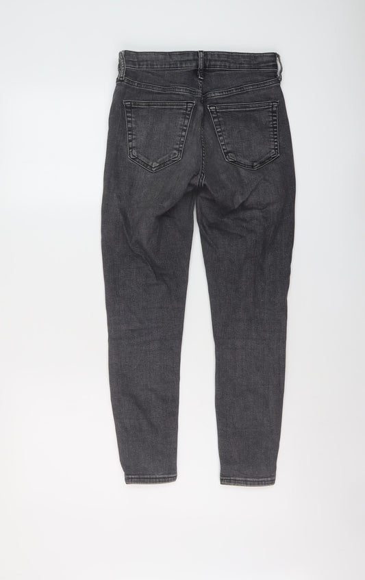 Topshop Womens Grey Cotton Skinny Jeans Size 26 in L24 in Regular Button