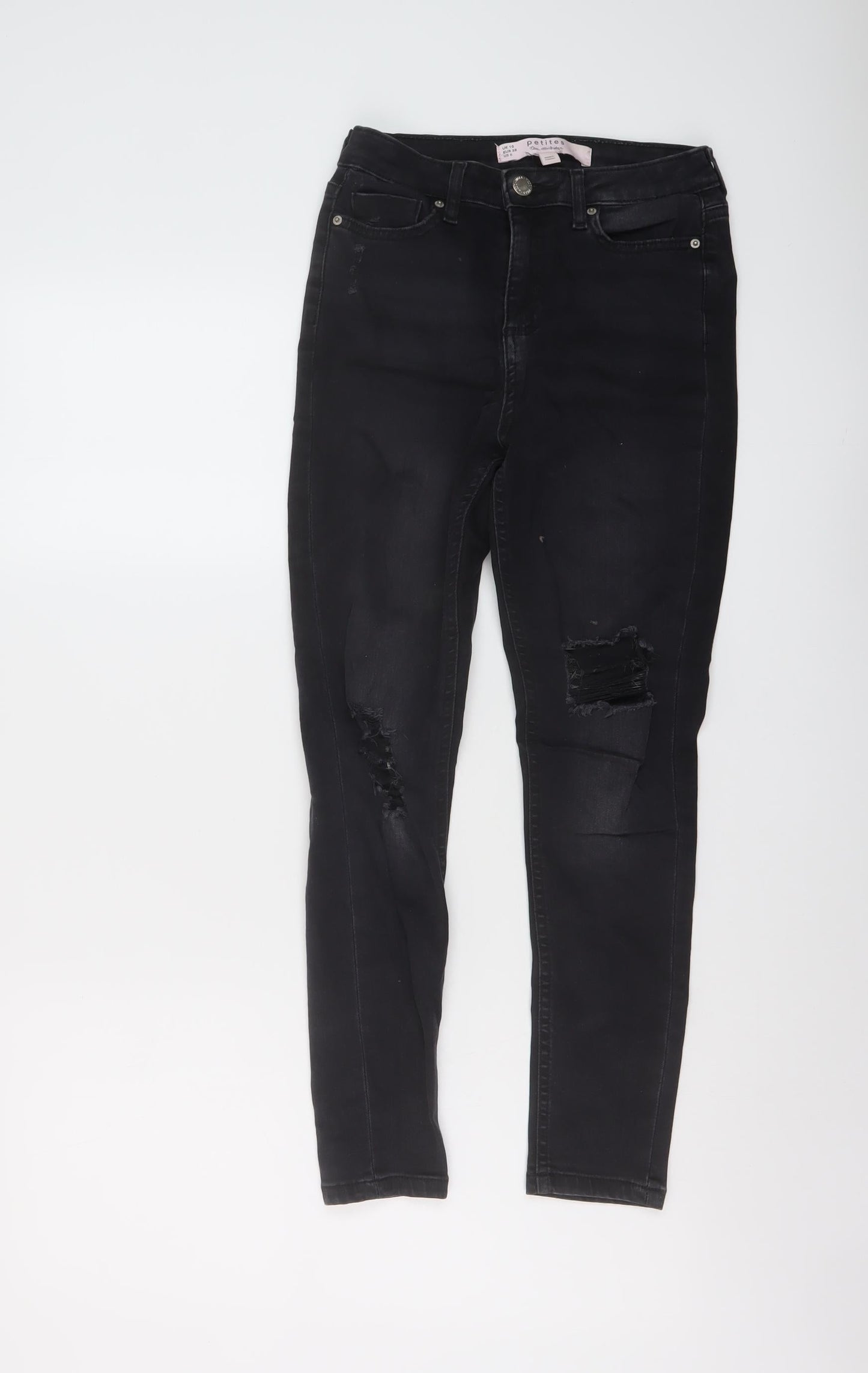 Miss Selfridge Womens Green Cotton Skinny Jeans Size 10 L25 in Regular Button