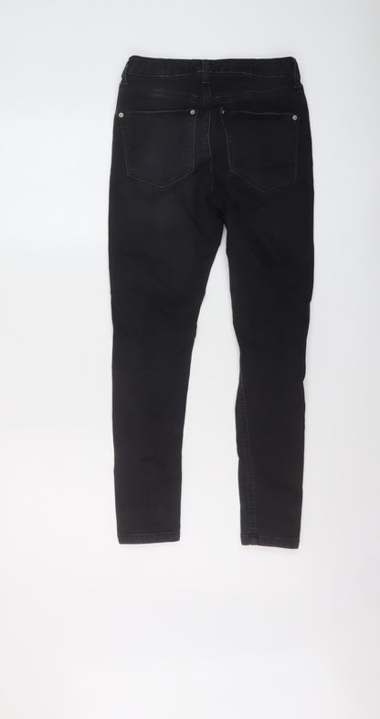 Miss Selfridge Womens Green Cotton Skinny Jeans Size 10 L25 in Regular Button