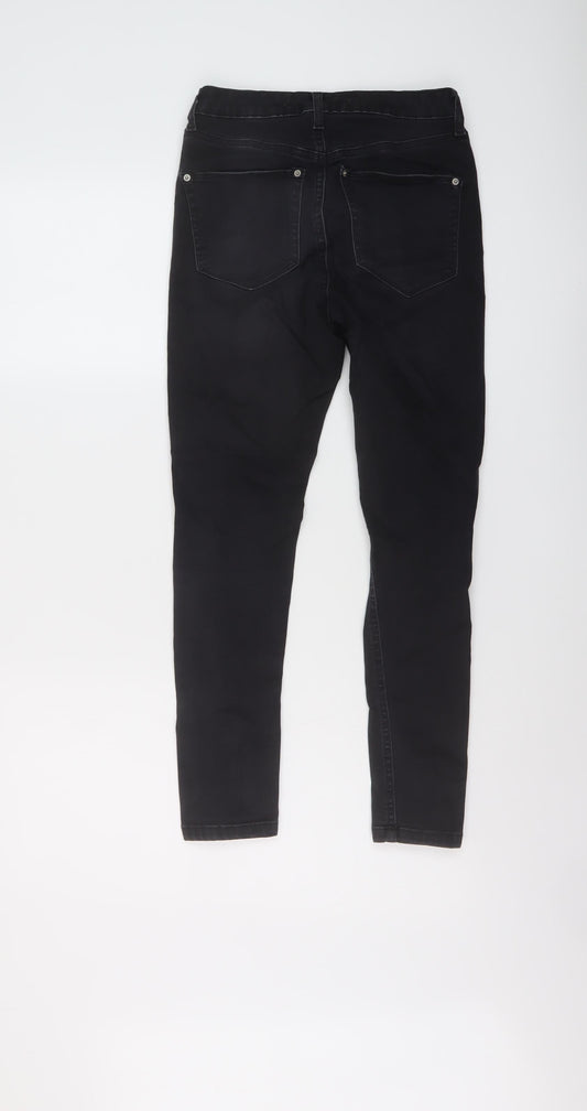 Miss Selfridge Womens Green Cotton Skinny Jeans Size 10 L25 in Regular Button