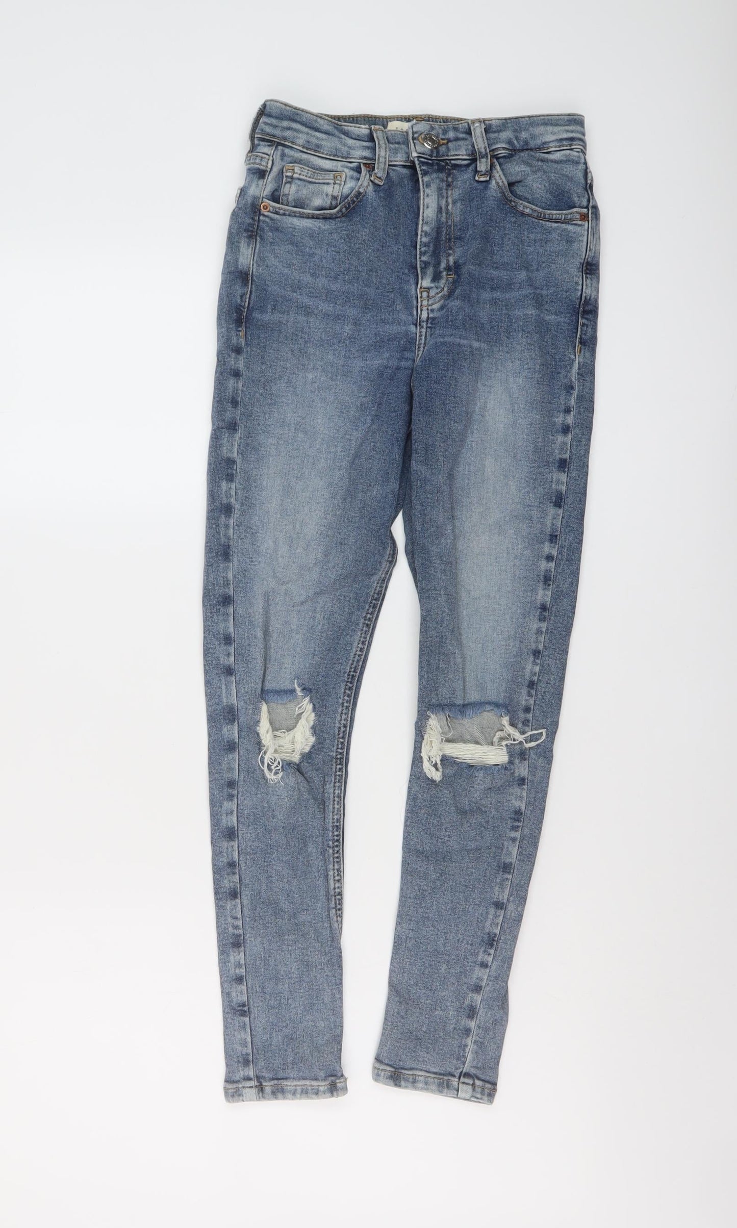 Topshop Womens Blue Cotton Skinny Jeans Size 26 in L25 in Regular Button