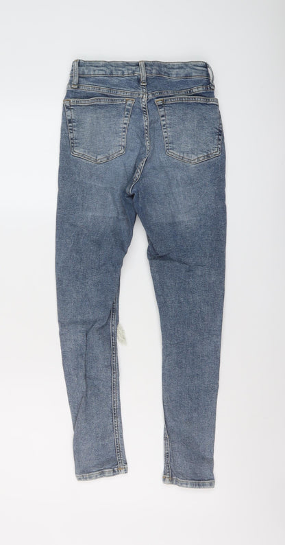Topshop Womens Blue Cotton Skinny Jeans Size 26 in L25 in Regular Button